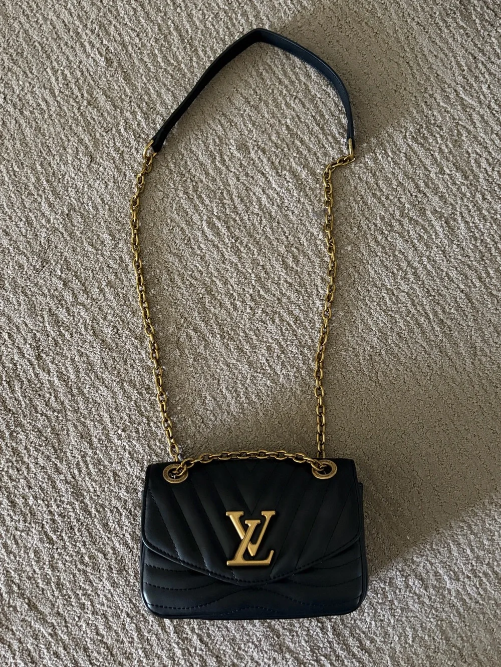 Black Quilted Crossbody Bag with Gold Detail - Picture 1 of 4
